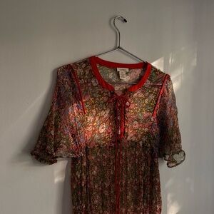 SUNDANCE FLORAL SHEER COLORFUL MAXI DRESS SMALL
